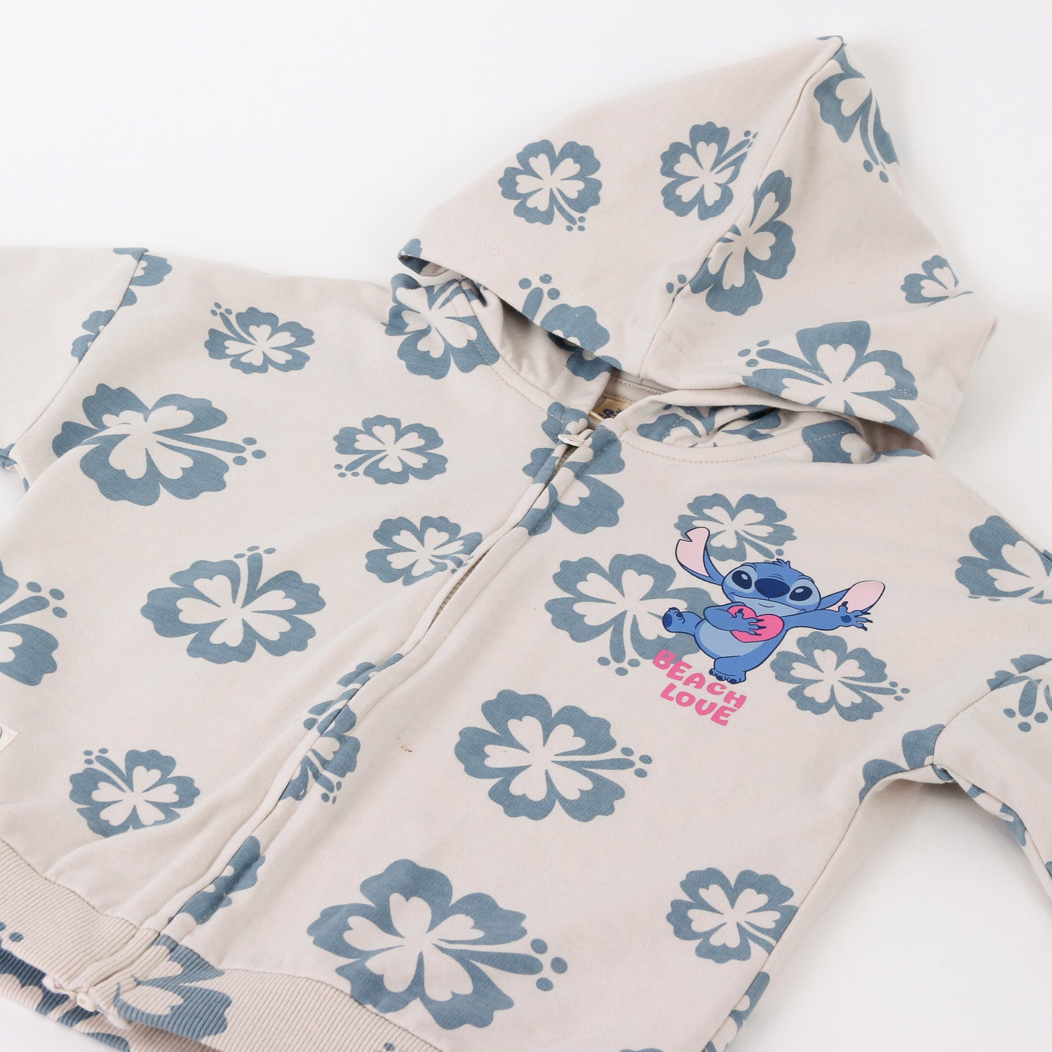 Polerón Abierto Niña Flores Lilo & Stitch Beige Disney