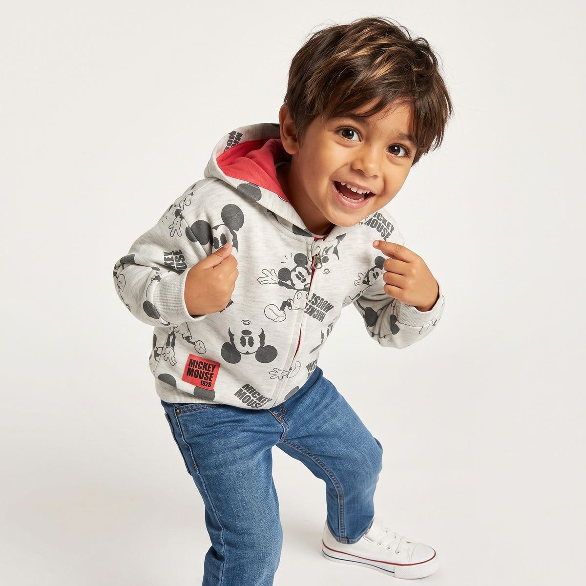 Polerón Abierto Niño Mickey Disney Full Print Gris - Polerones Chile | The Brands Club cl
