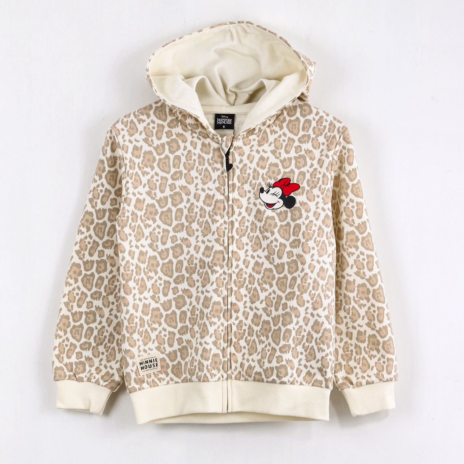 Polerón Abierto Niña Animal Print Minnie Beige Disney