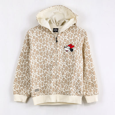 Polerón Abierto Niña Animal Print Minnie Beige Disney