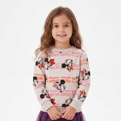 Polerón Cerrado Niña Minnie Disney Full Print Beige