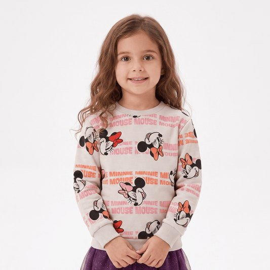 Polerón Cerrado Niña Minnie Disney Full Print Beige - Polerones Chile | The Brands Club cl