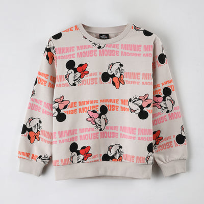 Polerón Cerrado Niña Minnie Full Print Beige Disney