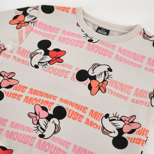 Polerón Cerrado Niña Minnie Full Print Beige Disney - Polerones Chile | The Brands Club cl