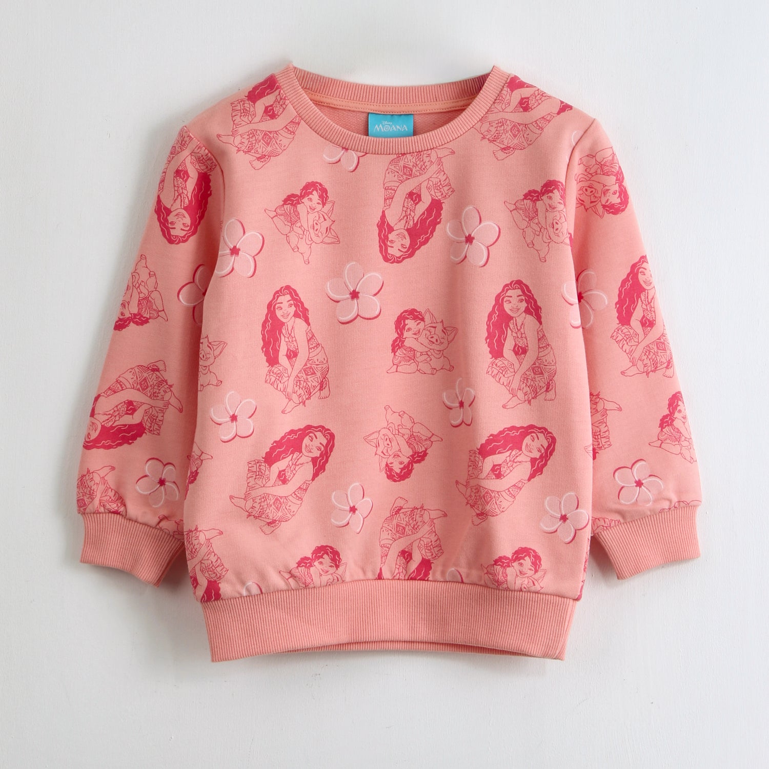 Polerón Cerrado Niña Moana Full Print Rosado Disney