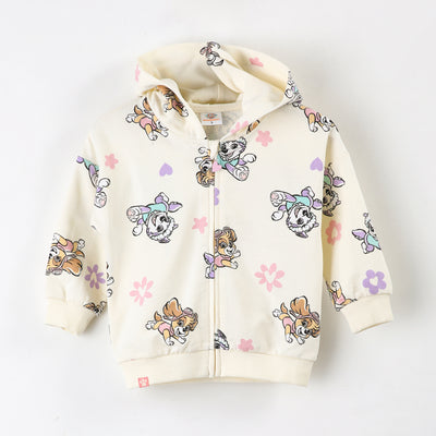 Polerón Abierto Niña Paw Patrol Full Print Blanco