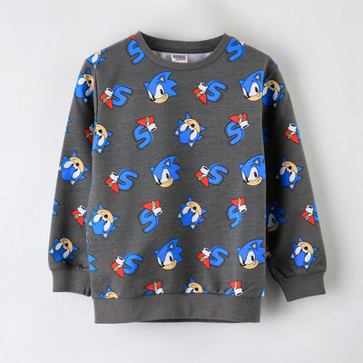 Polerón Cerrado Niño Sonic Full Print Gris