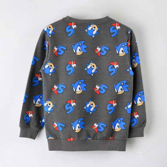 Polerón Cerrado Niño Sonic Full Print Gris - Polerones Chile | The Brands Club cl