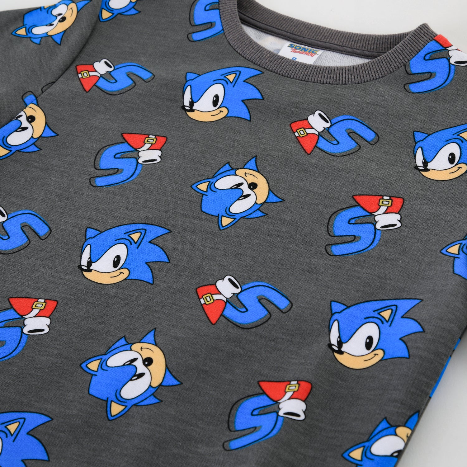 Polerón Cerrado Niño Full Print Gris Sonic