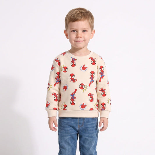 Polerón Cerrado Niño Spidey Marvel Full Print Crema - Polerones Chile | The Brands Club cl