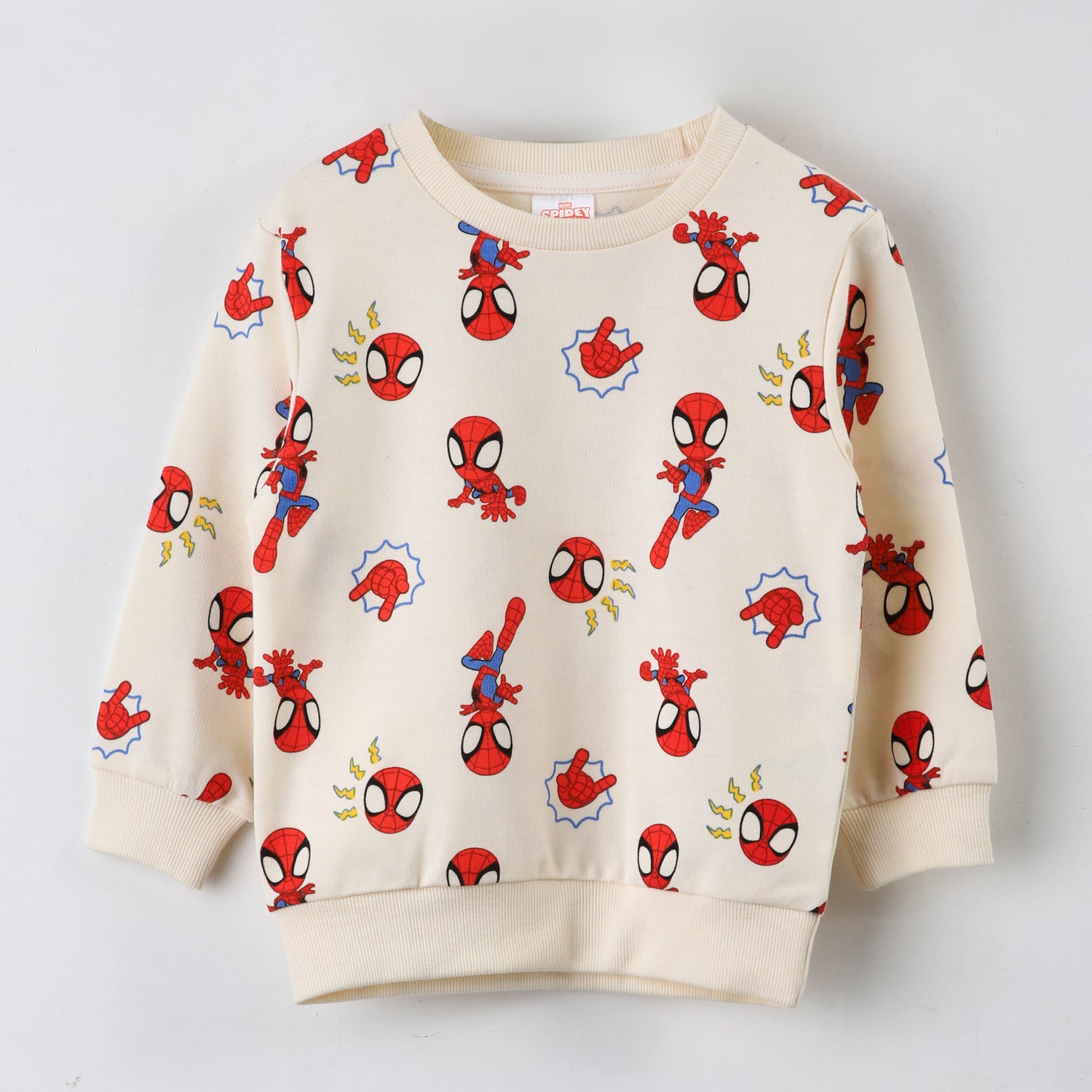 Polerón Cerrado Niño Full Print Spidey Crema Marvel