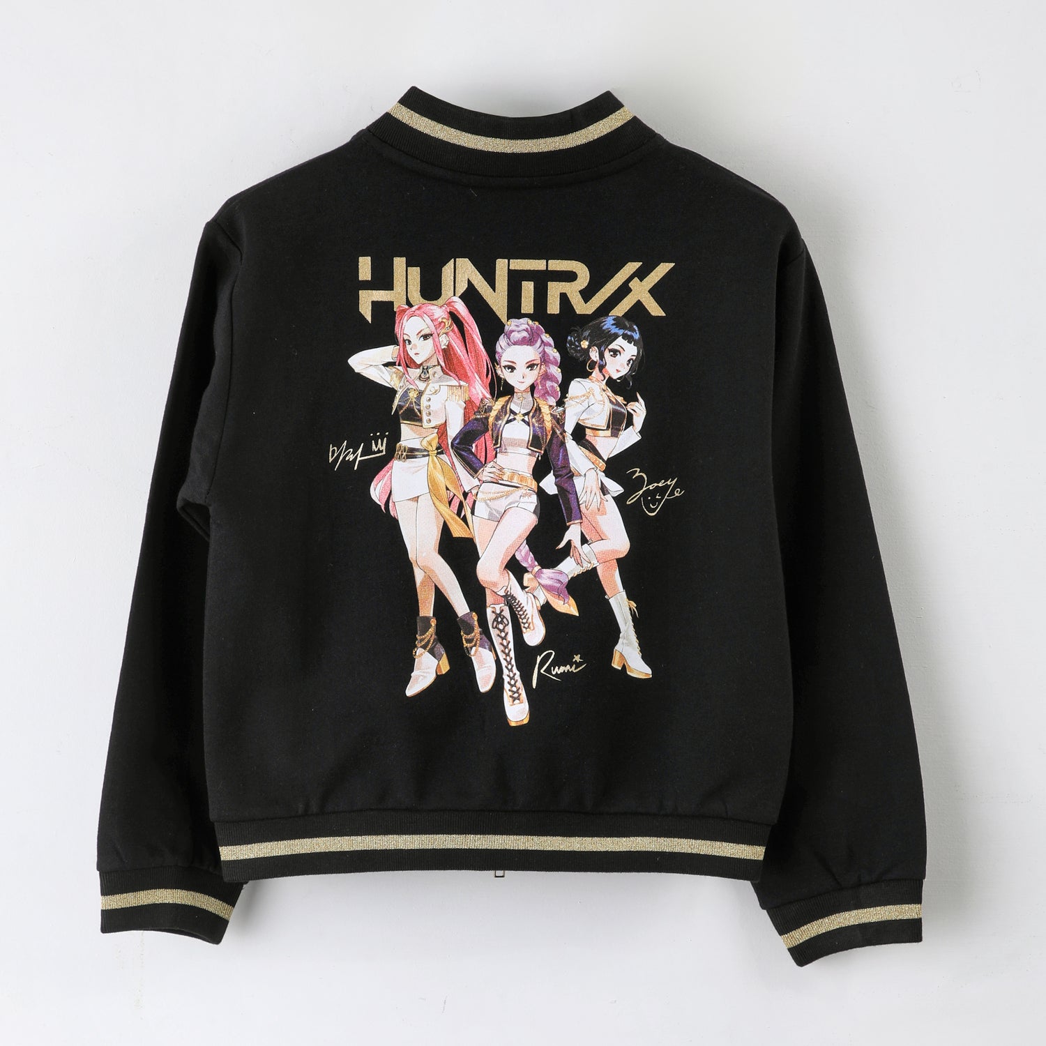 Polerón Abierto Niña Logo Bordado Negro Kpop Demon Hunters