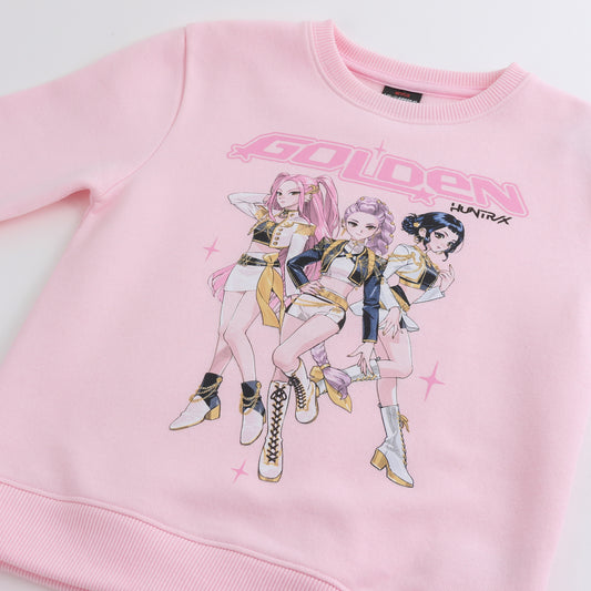 Polerón Cerrado Niña Golden Rosado Kpop Demon Hunters - Polerones Chile | The Brands Club cl