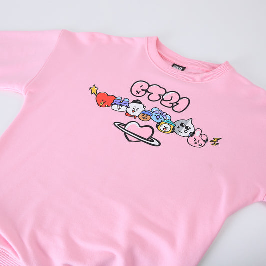 Polerón Niña Rosado Corazón BT21 - Polerones Chile | The Brands Club cl