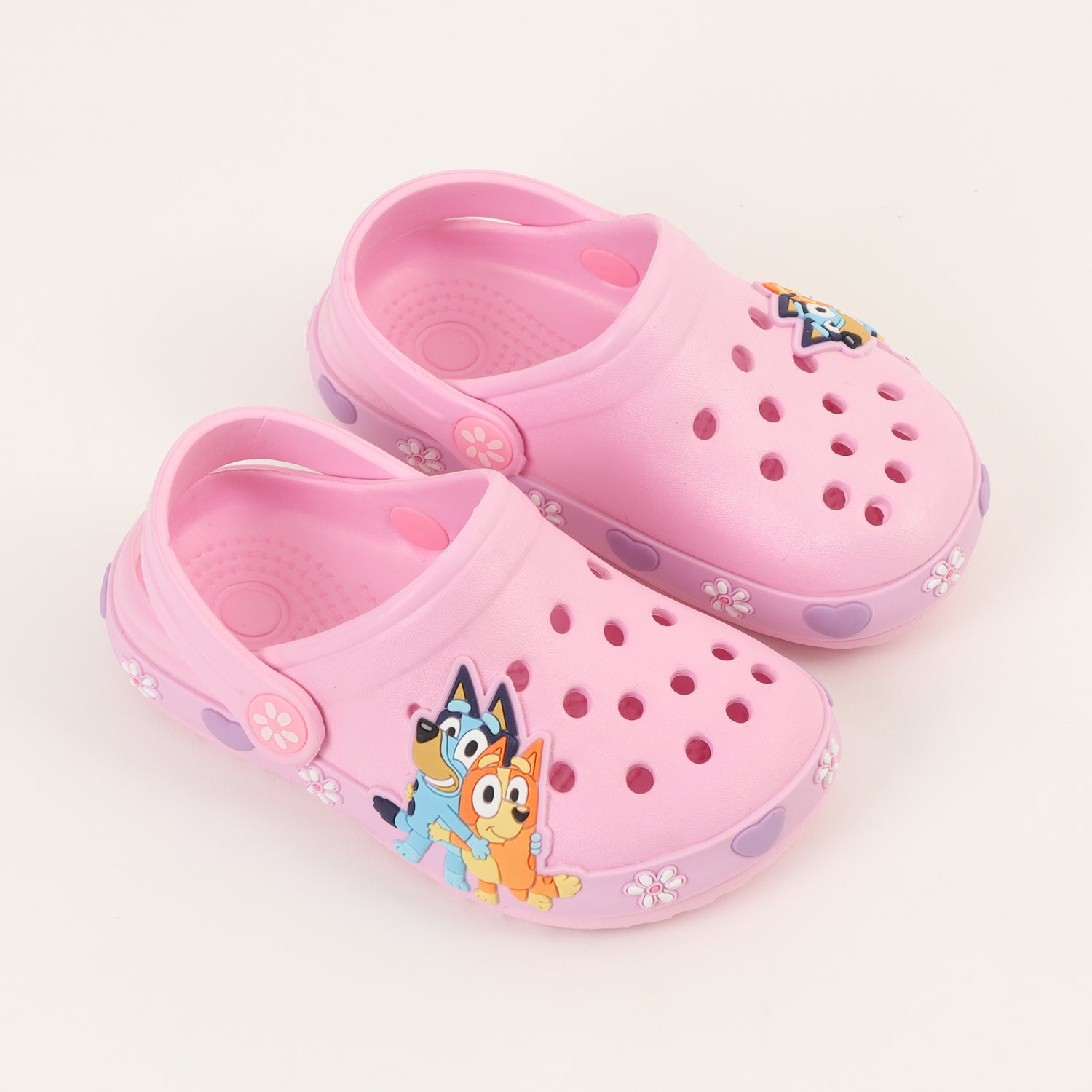 Zueco Niña Rosa Corazones y Flores Bluey