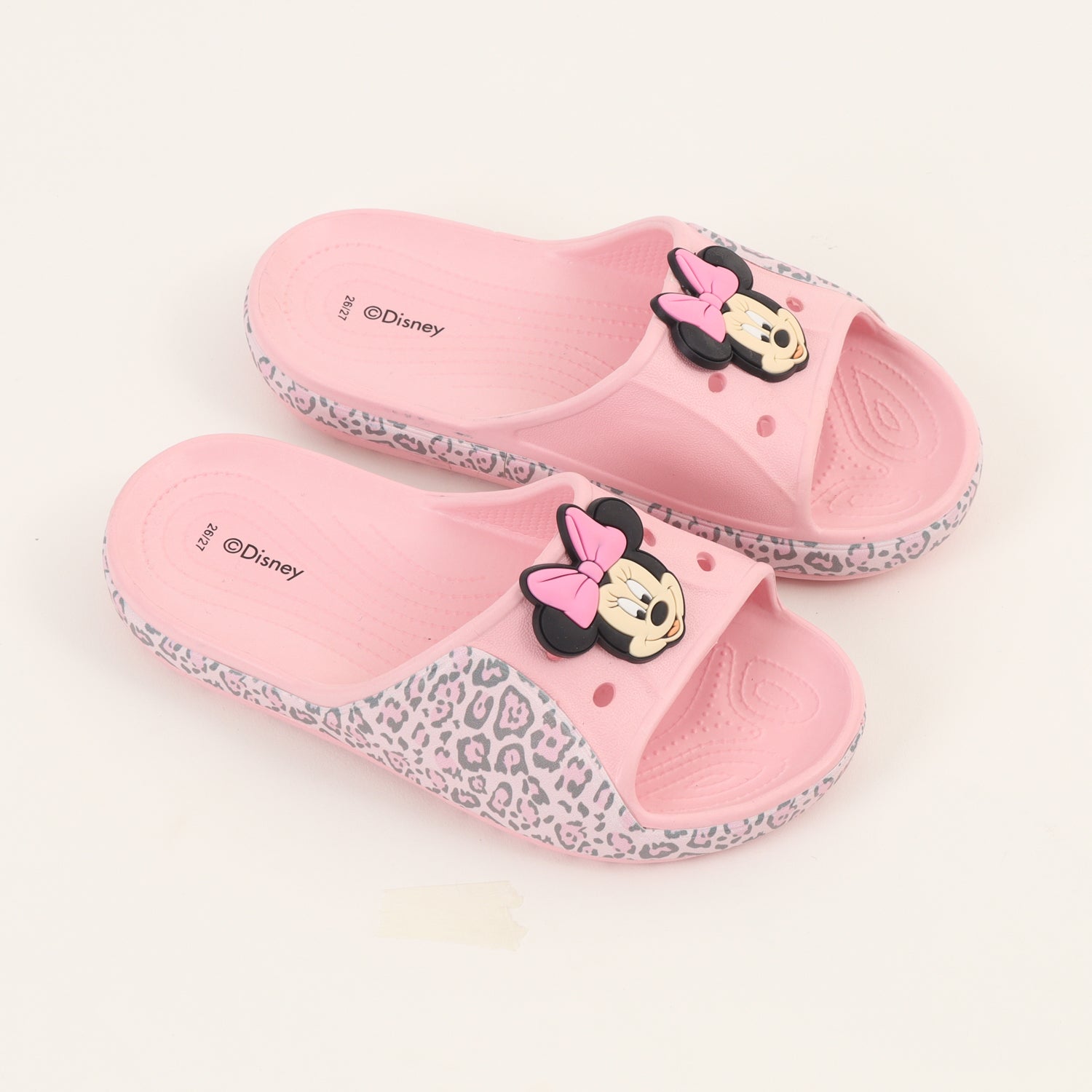 Sandalia Slide Niña Rosado Animal Print Minnie Disney