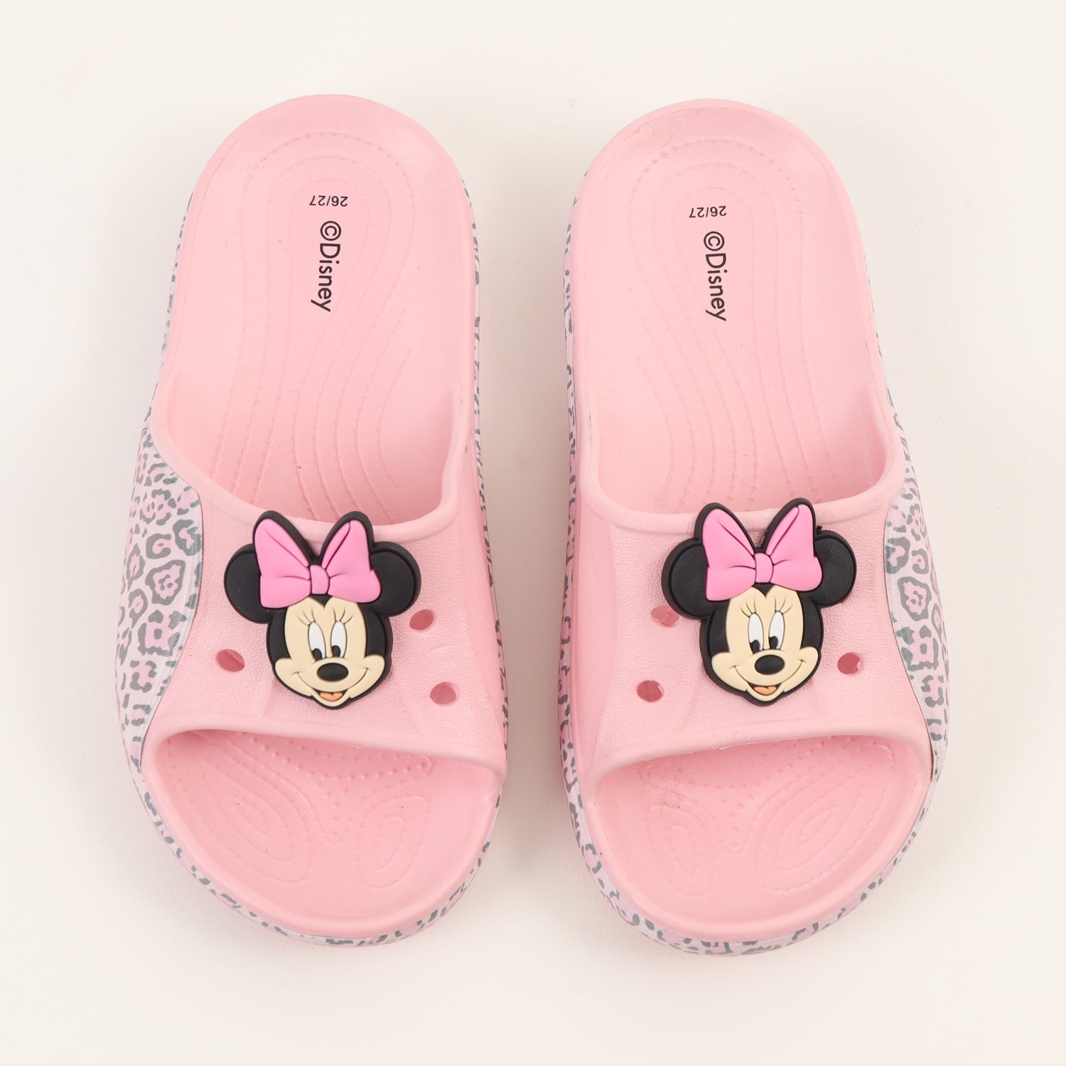 Sandalia Slide Niña Rosado Animal Print Minnie Disney