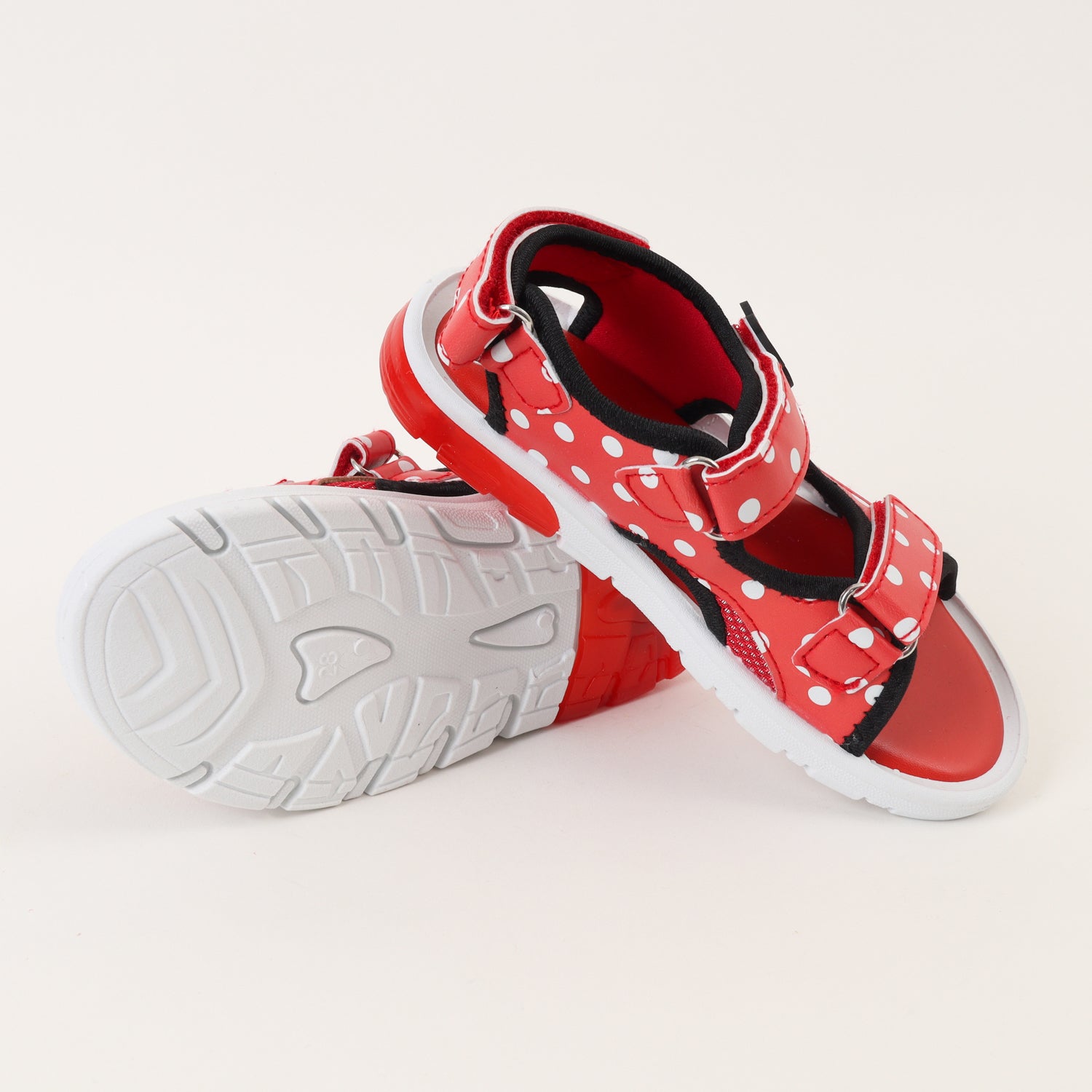 Sandalia Con Luces Niña Rojo Lunares Blancos Minnie Disney