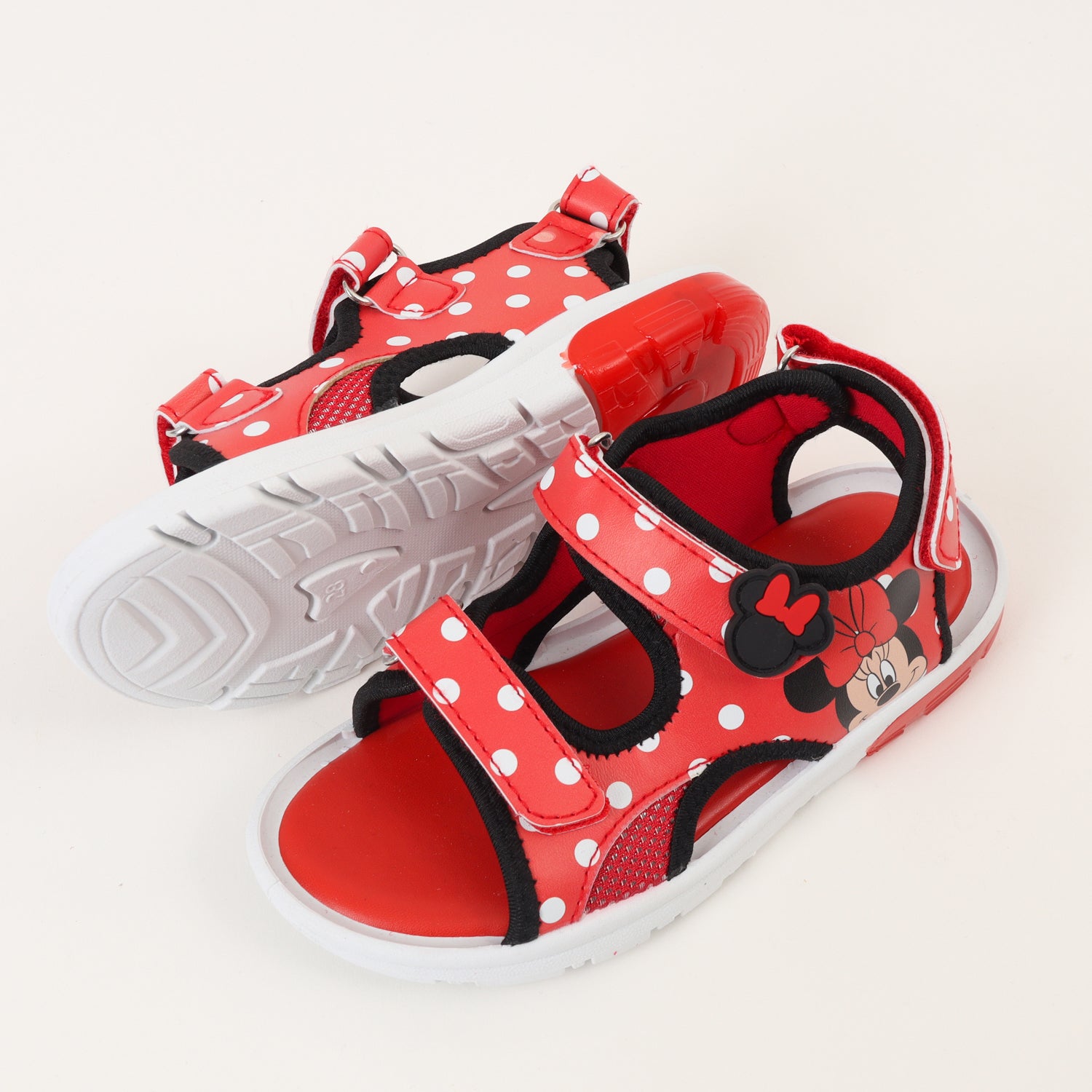 Sandalia Con Luces Niña Rojo Lunares Blancos Minnie Disney