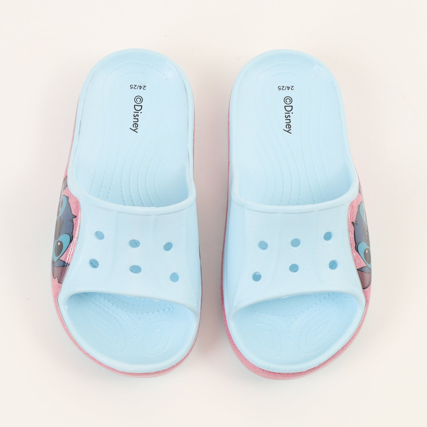 Sandalia Slide Niña Celeste Carita Lilo & Stitch Disney