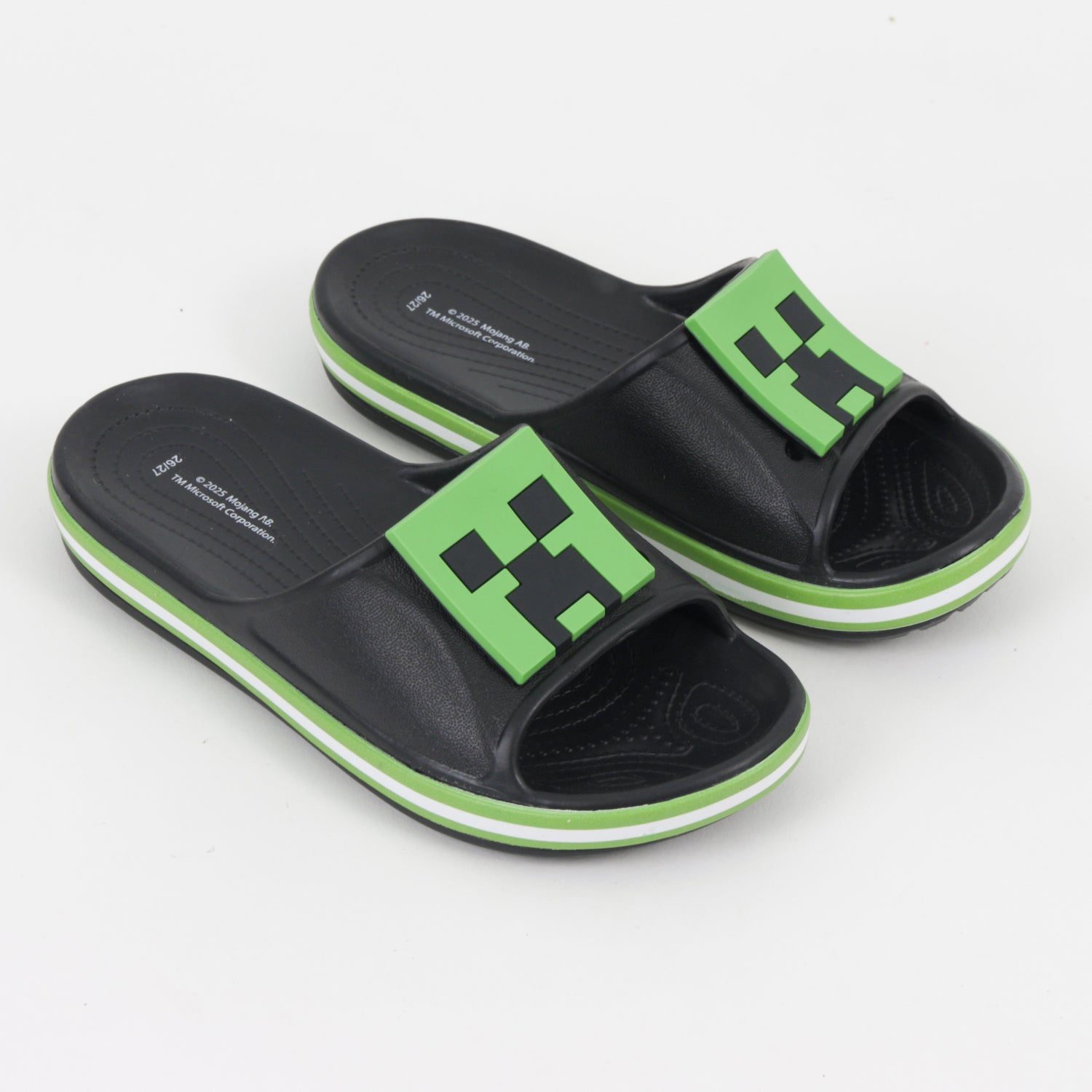 Sandalia Slide Niño Negro Creeper Minecraft