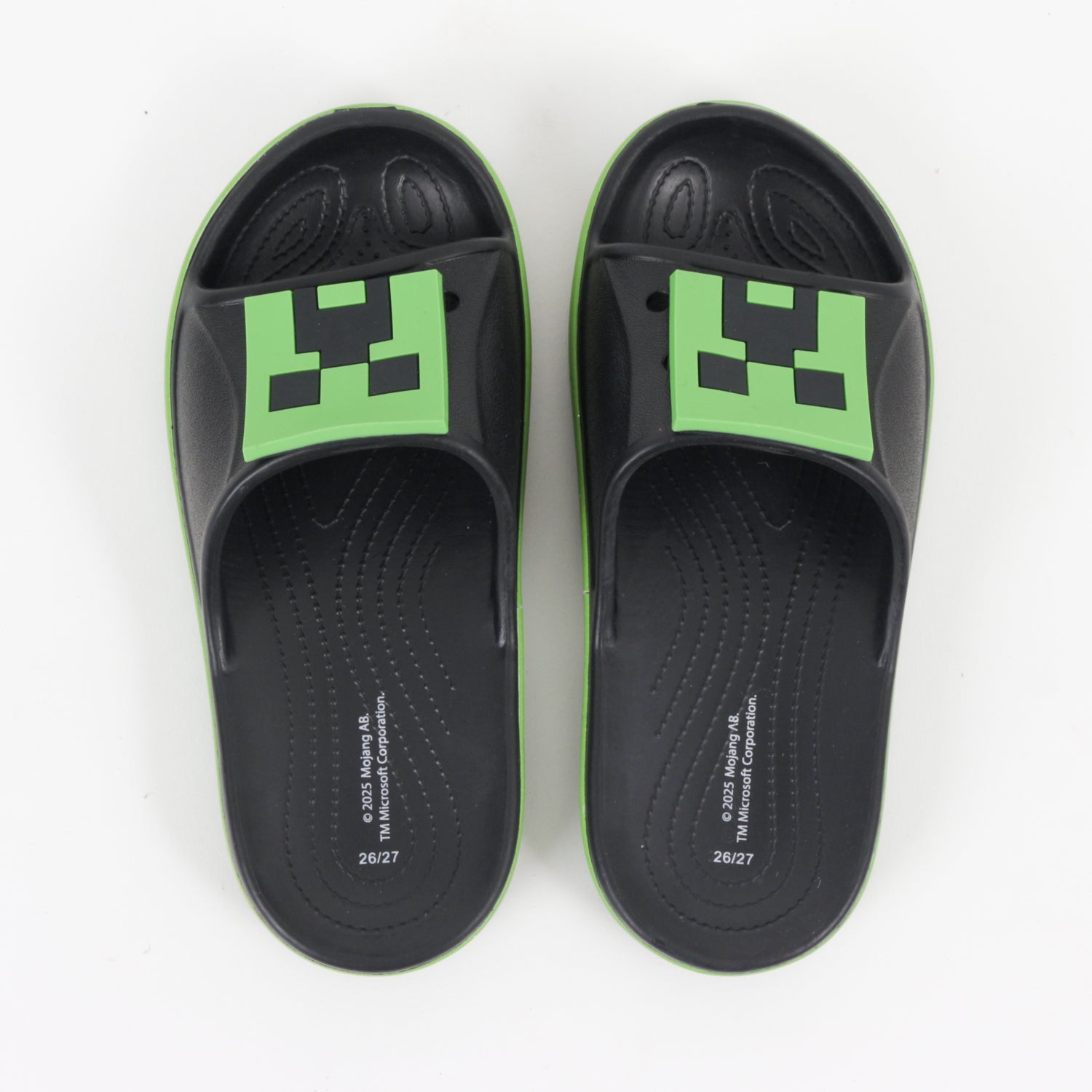 Sandalia Slide Niño Negro Creeper Minecraft