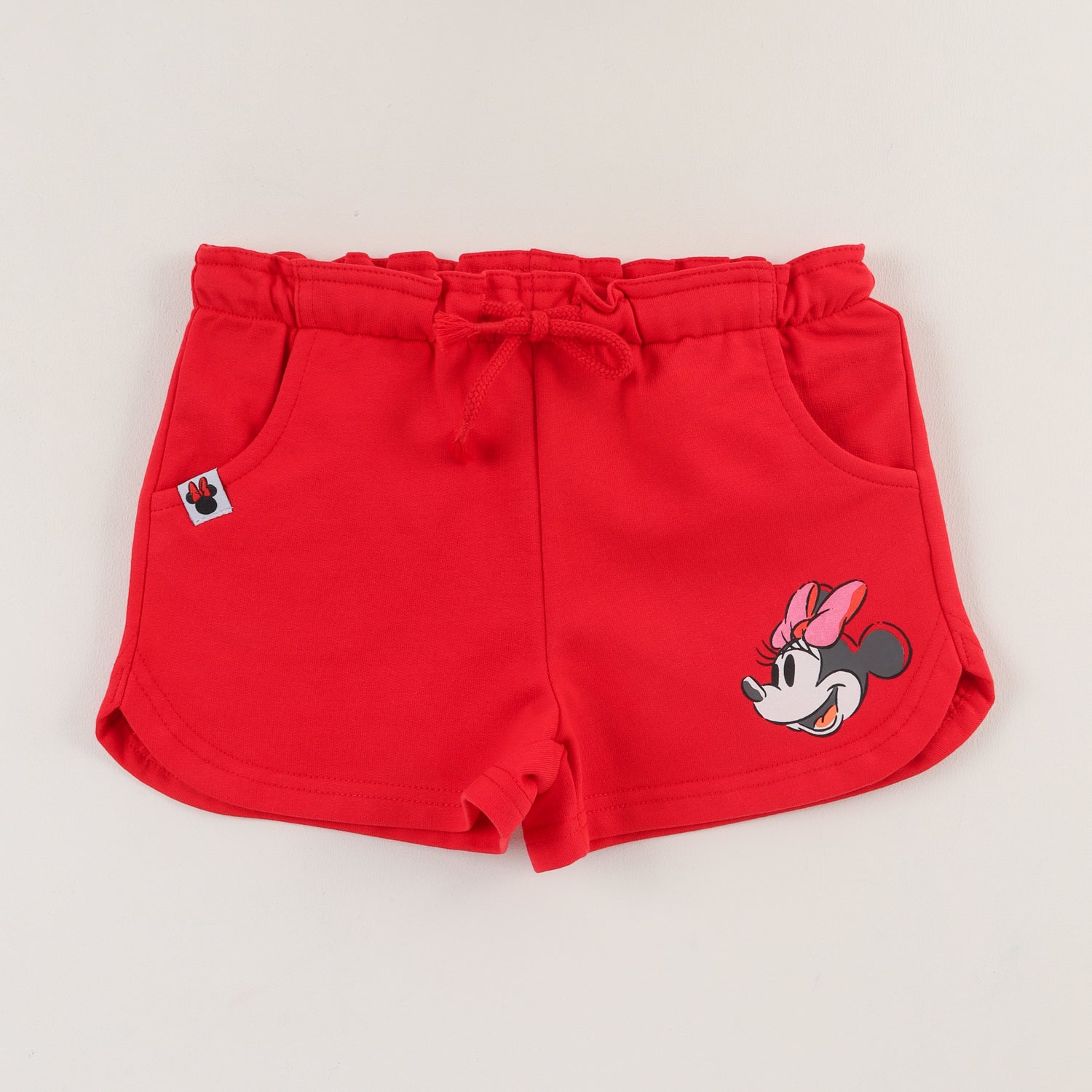 Short Cordón Niña Rojo Minnie Mouse Face Disney
