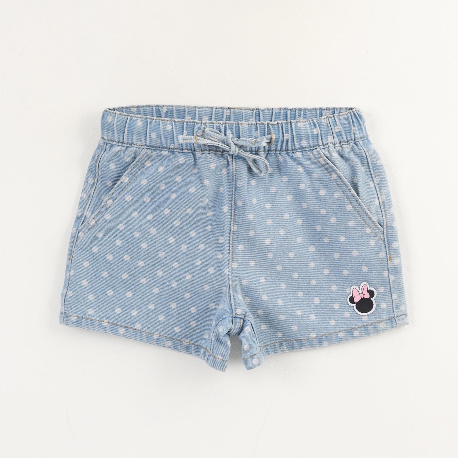 Short Niña Azul Mezclilla Puntos Minnie Disney