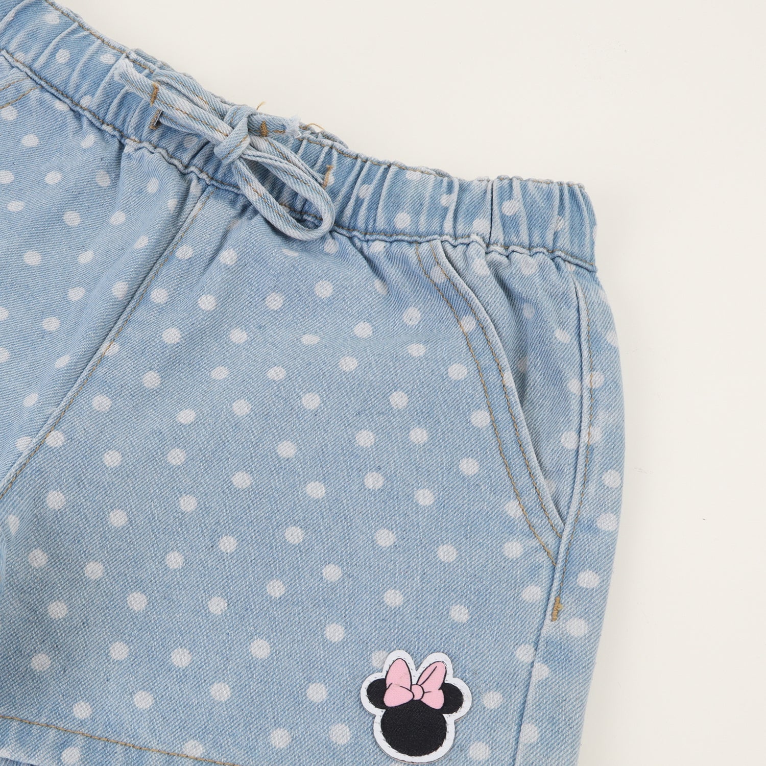 Short Niña Azul Mezclilla Puntos Minnie Disney