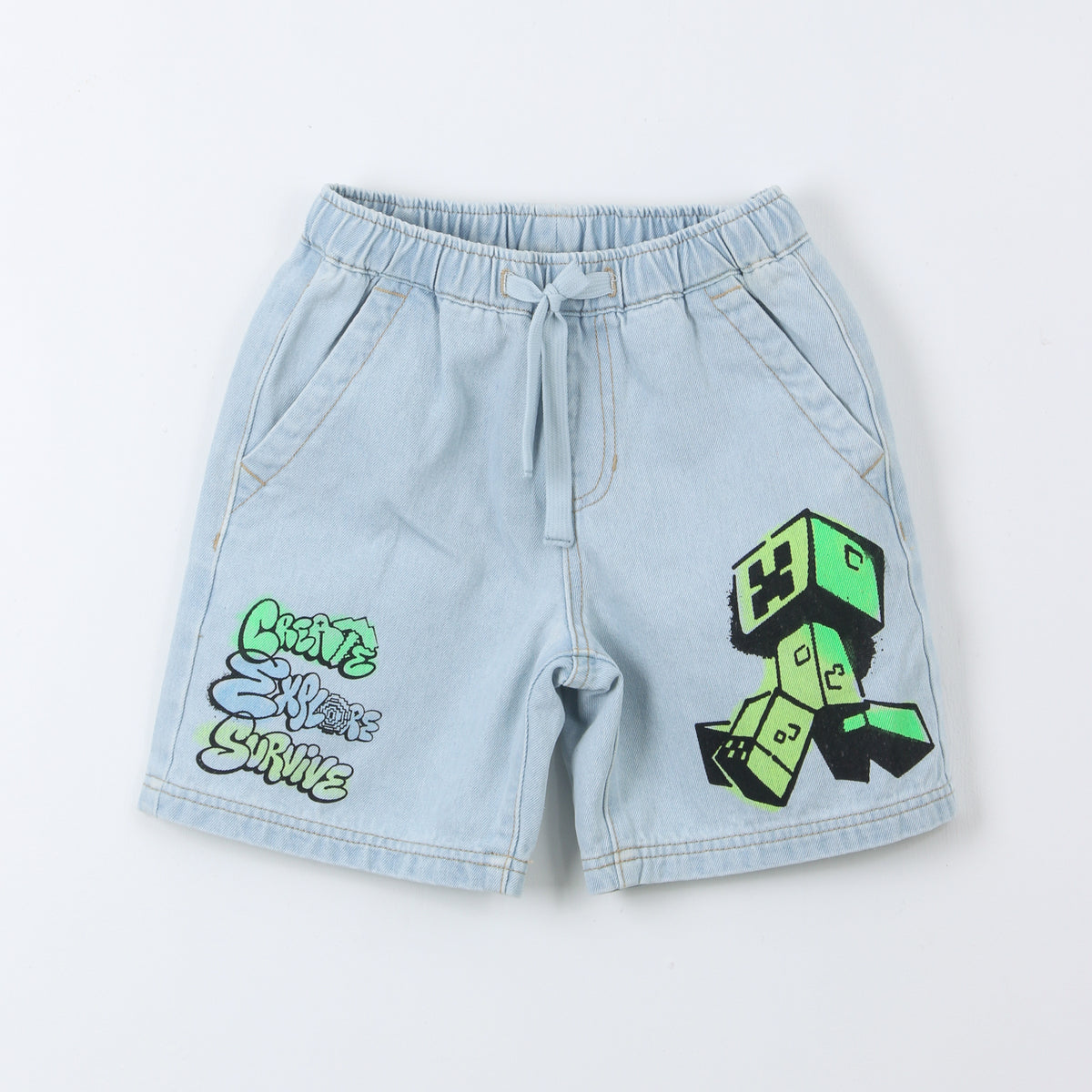 Short Mezclilla Niño Minecraft Celeste - Shorts Chile | The Brands Club cl