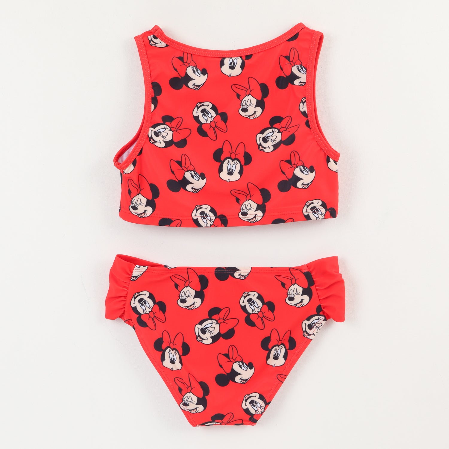 Bikini y Bolsa Rojo Niña Full Print Caritas Minnie Disney