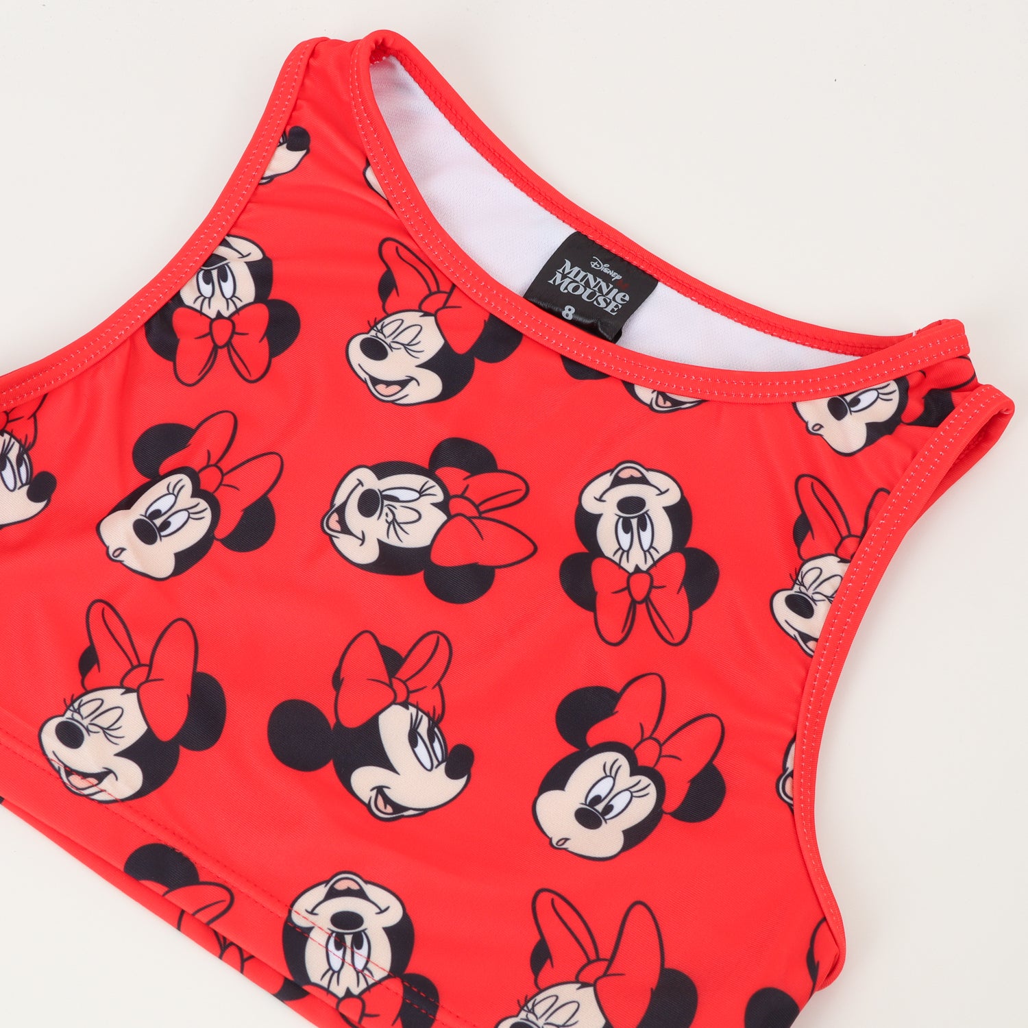 Bikini y Bolsa Rojo Niña Full Print Caritas Minnie Disney
