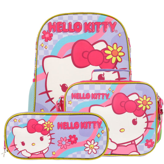 Set 3 en 1 Escolar Niña Flores Rosado Hello Kitty - Chile | The Brands Club cl