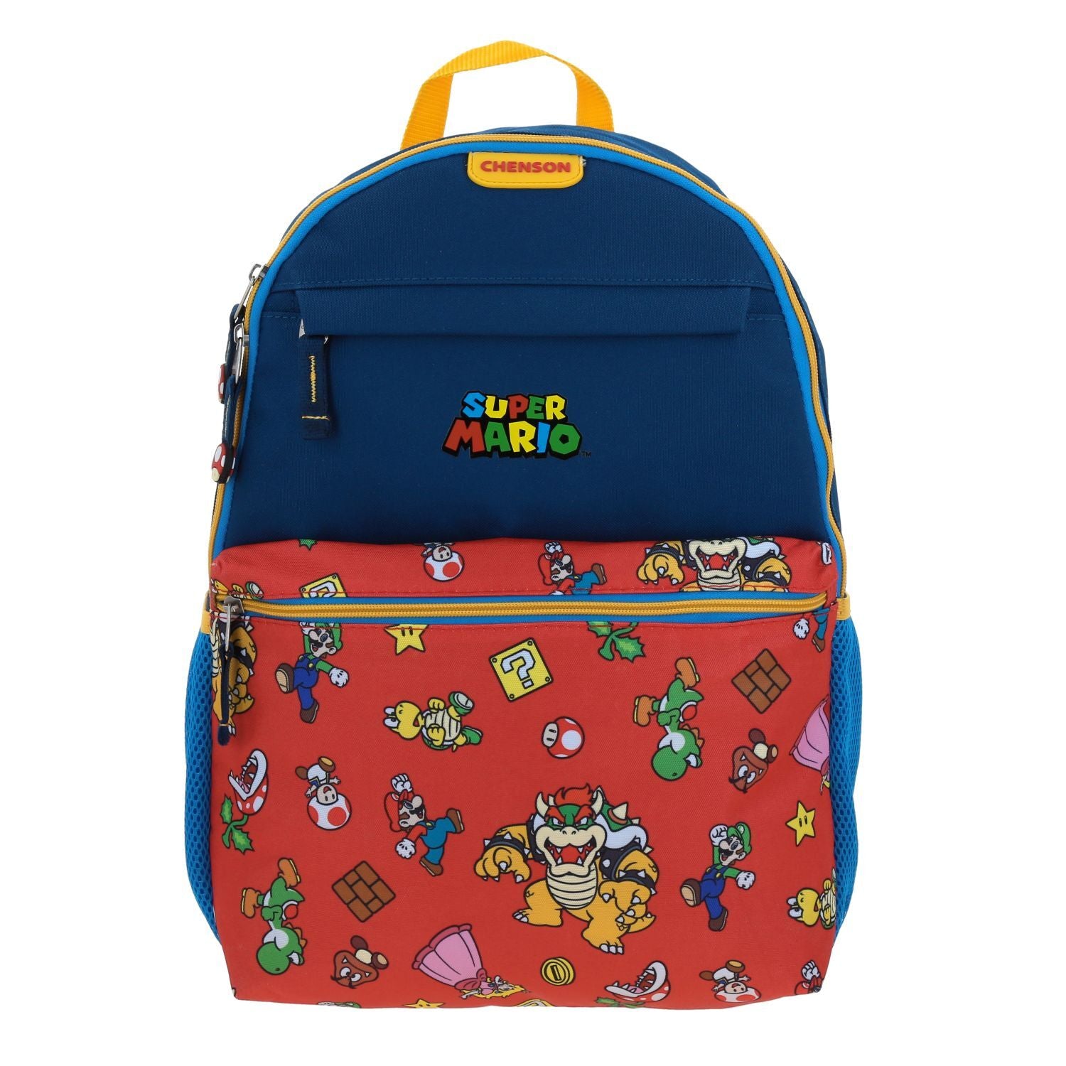 Mochila Escolar Niño Bolsillo Print Azul Mario Bros