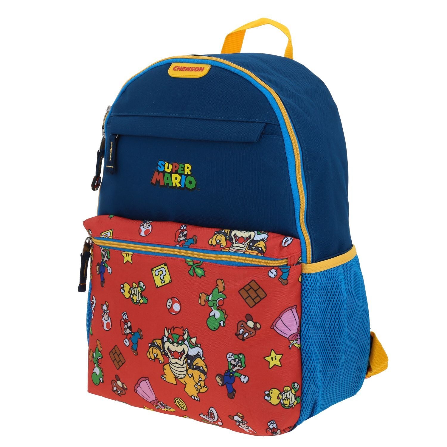 Mochila Escolar Niño Bolsillo Print Azul Mario Bros