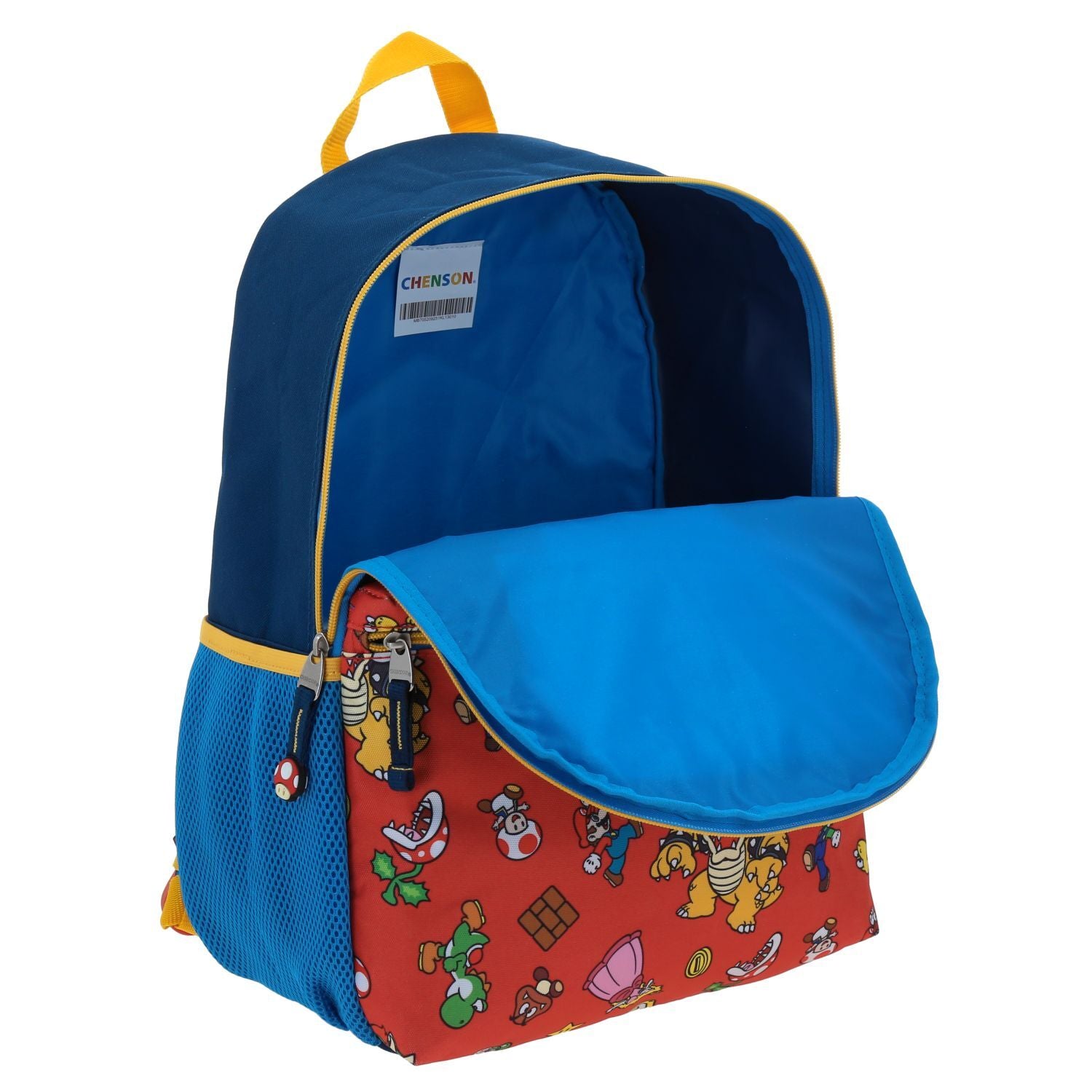 Mochila Escolar Niño Bolsillo Print Azul Mario Bros