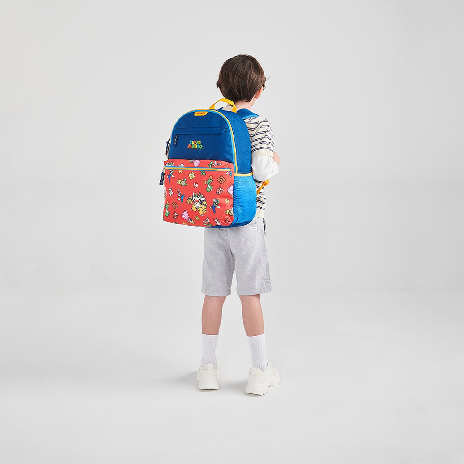 Mochila Escolar Niño Bolsillo Print Azul Mario Bros