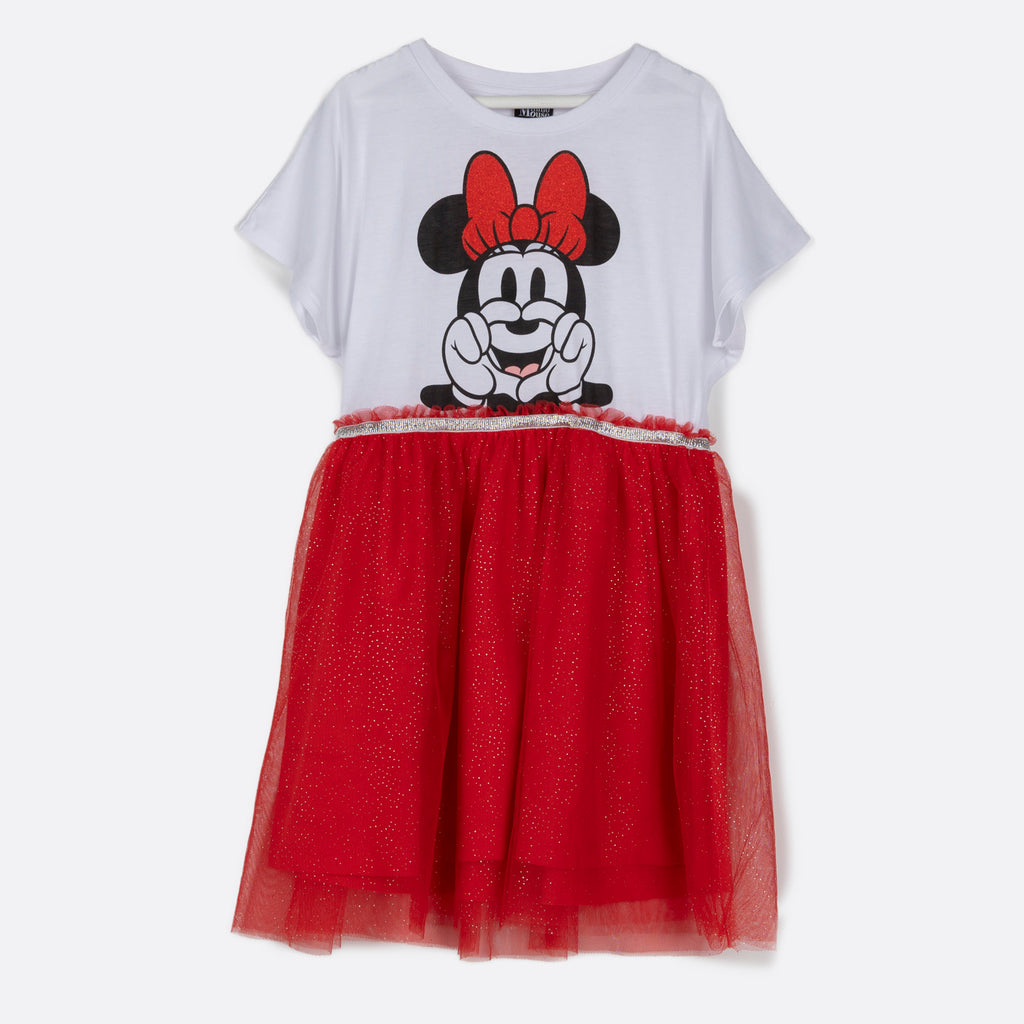Vestido Niña Cara Minnie Rojo Disney