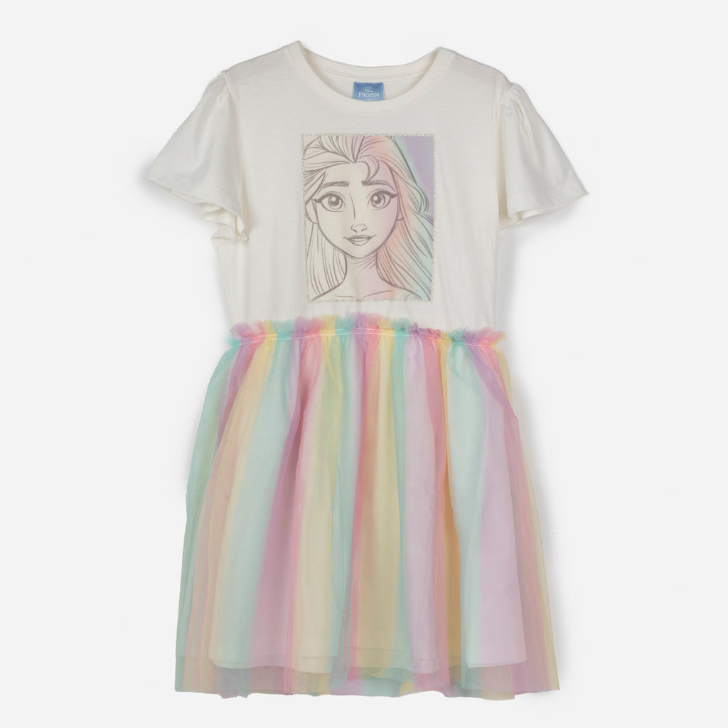 Vestido Niña Elsa Frozen Blanco Disney