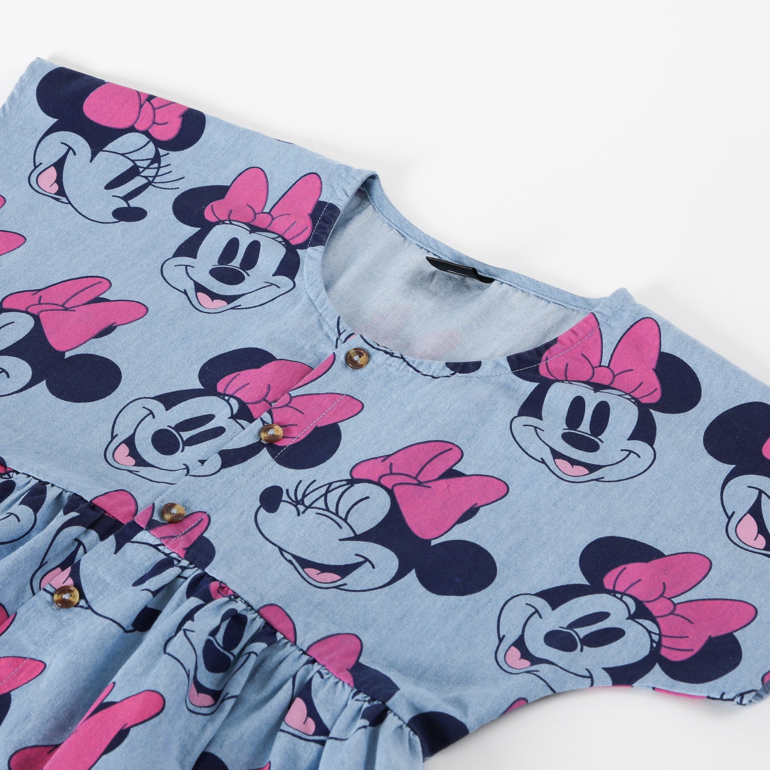 Vestido Niña Caras Minnie Denim Azul Disney