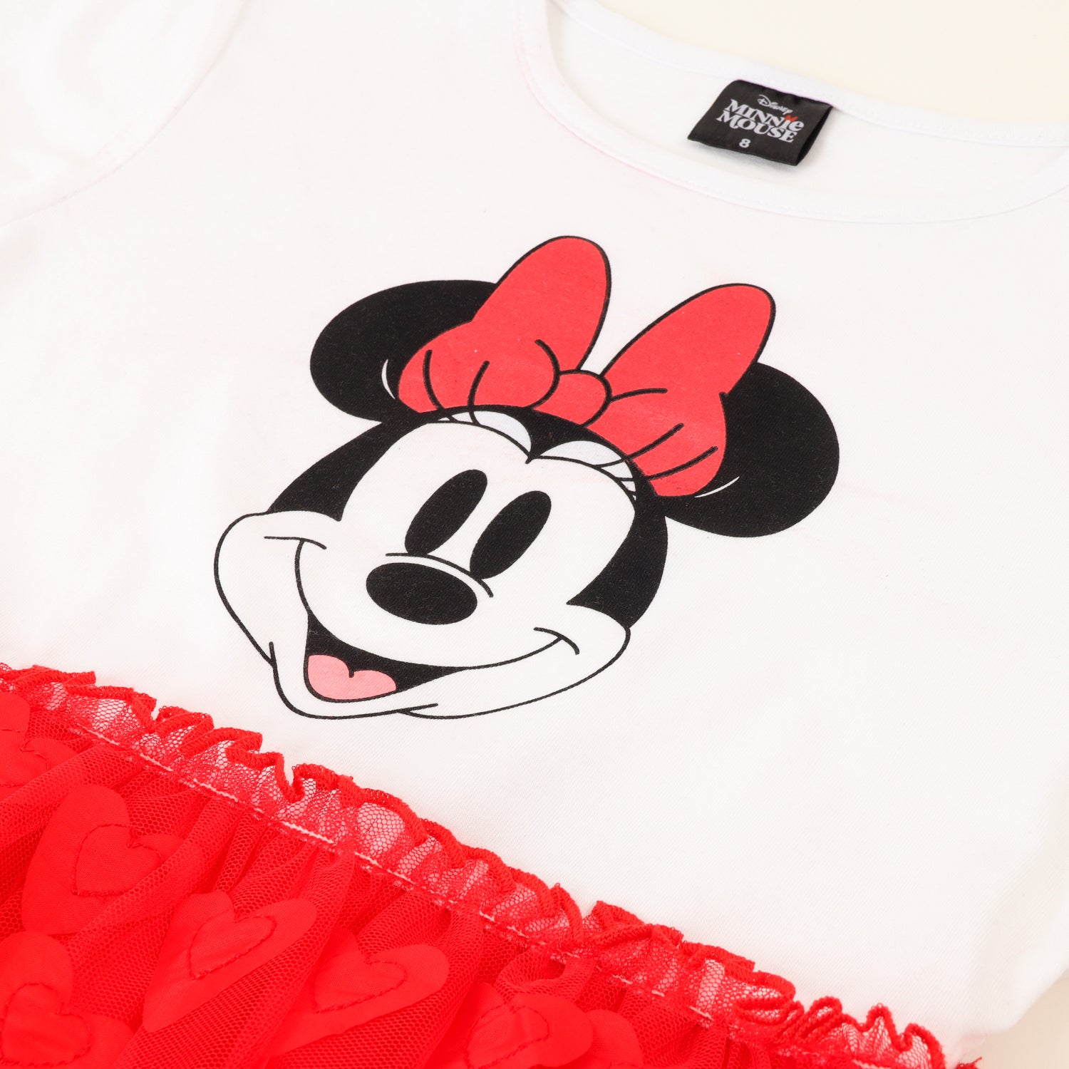 Vestido Niña Tull Minnie Corazoncitos Rojo Disney