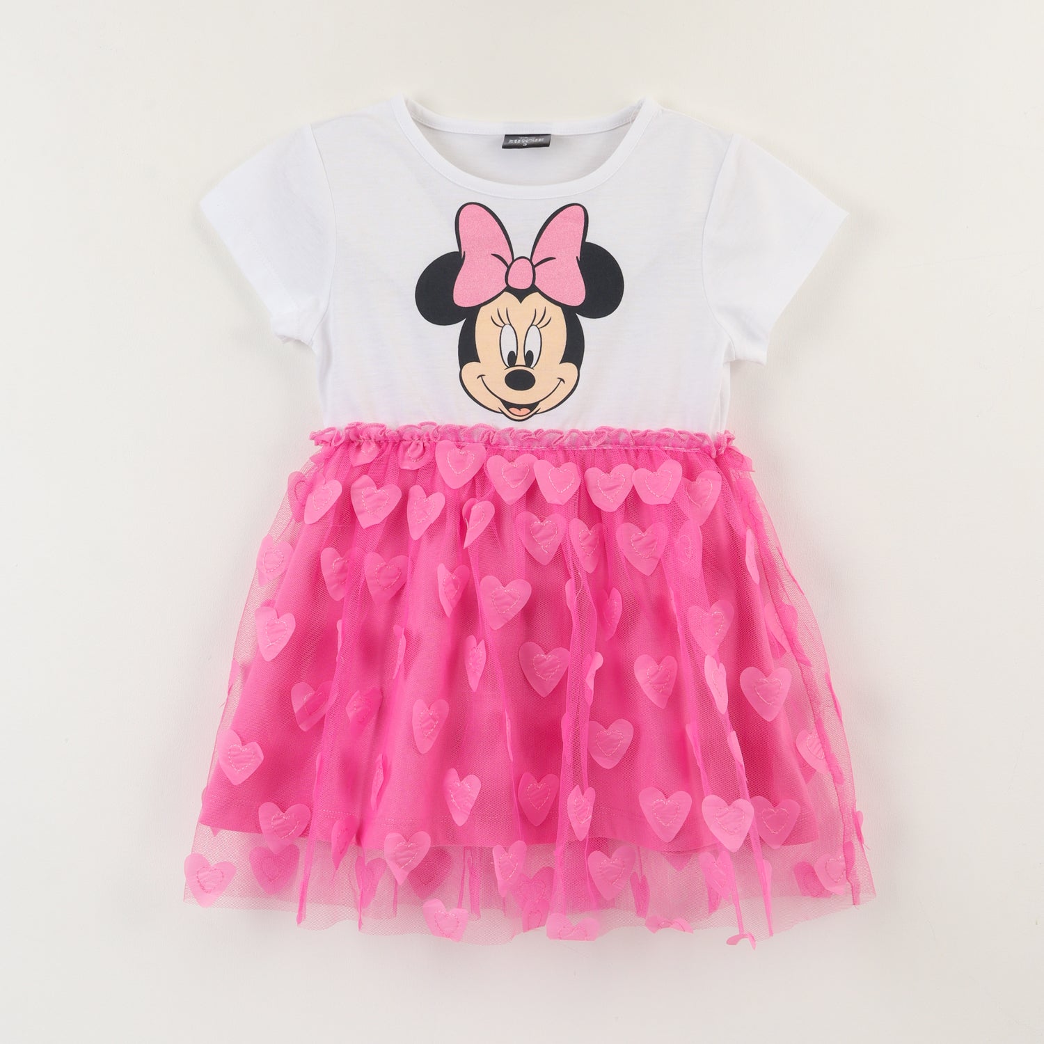 Vestido Niña Tull Minnie Corazoncitos Rosado Disney