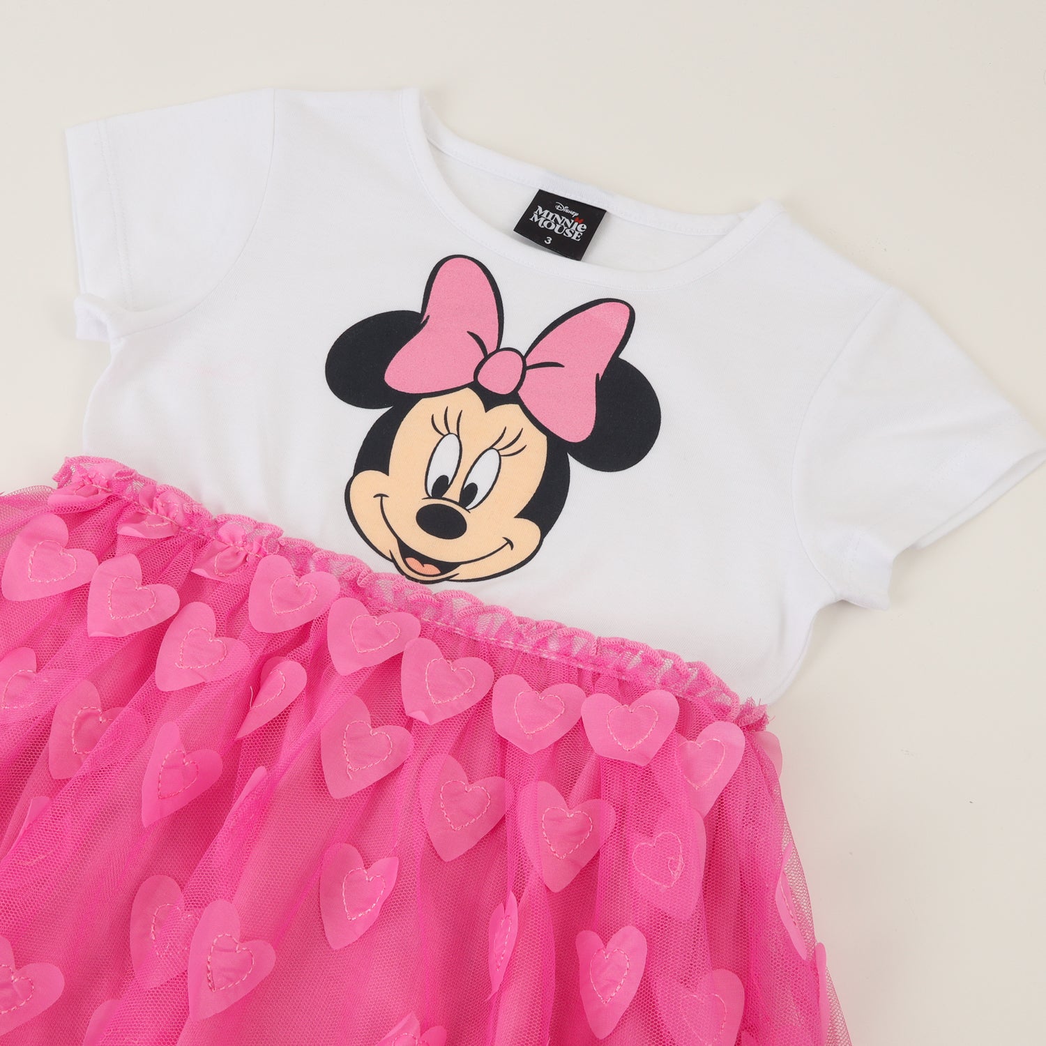 Vestido Niña Tull Minnie Corazoncitos Rosado Disney