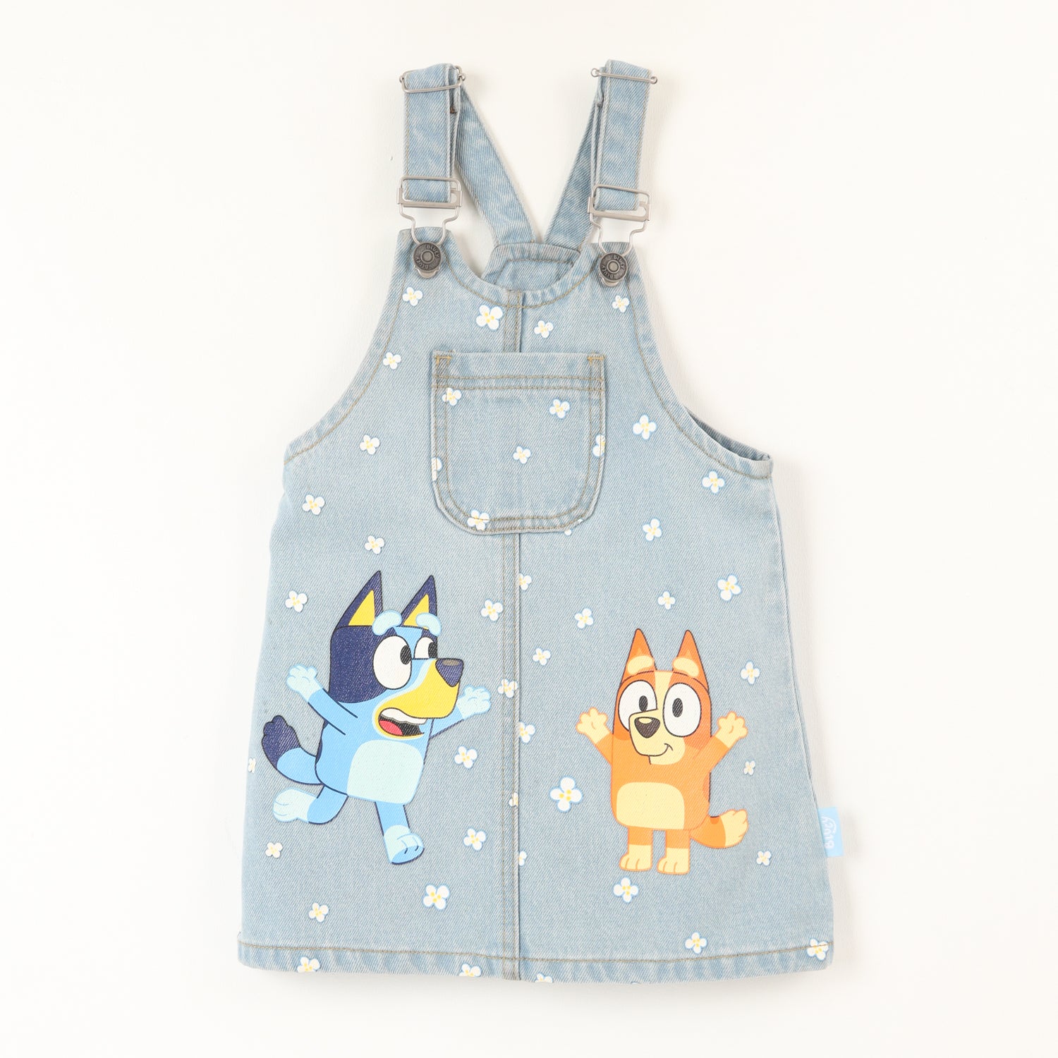 Vestido Niña Denim Flores Azul Bingo Y Bluey