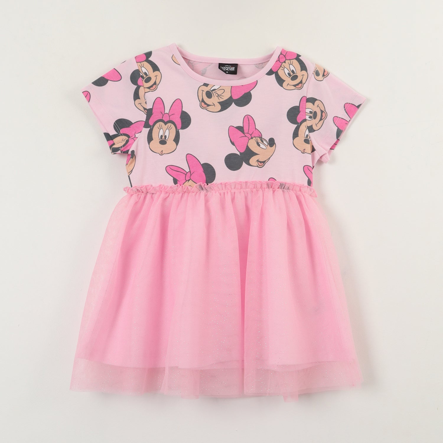 Vestido Niña Tull Minnie Faces Rosado Disney