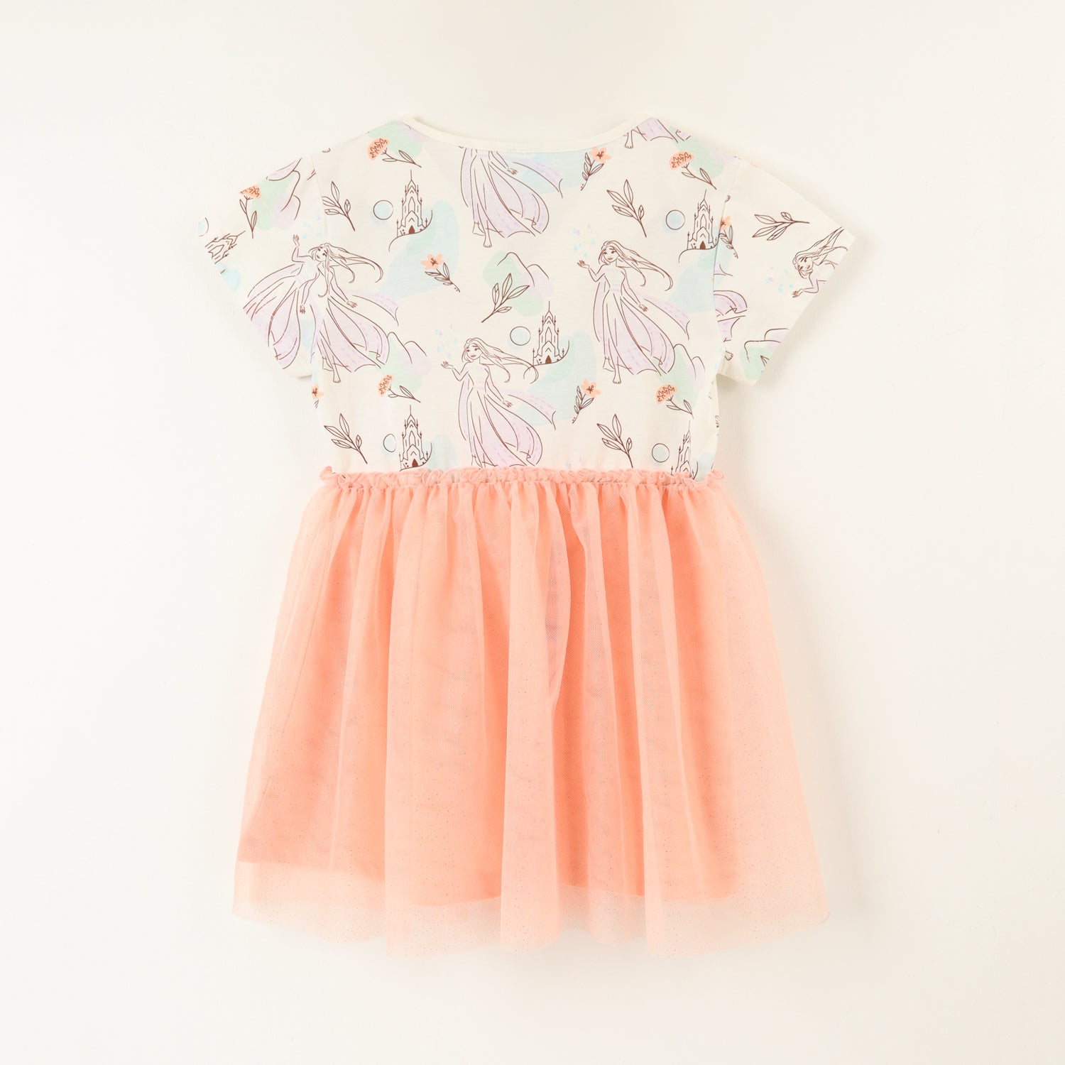 Vestido Niña Tull Frozen Elsa Cute Beige Disney