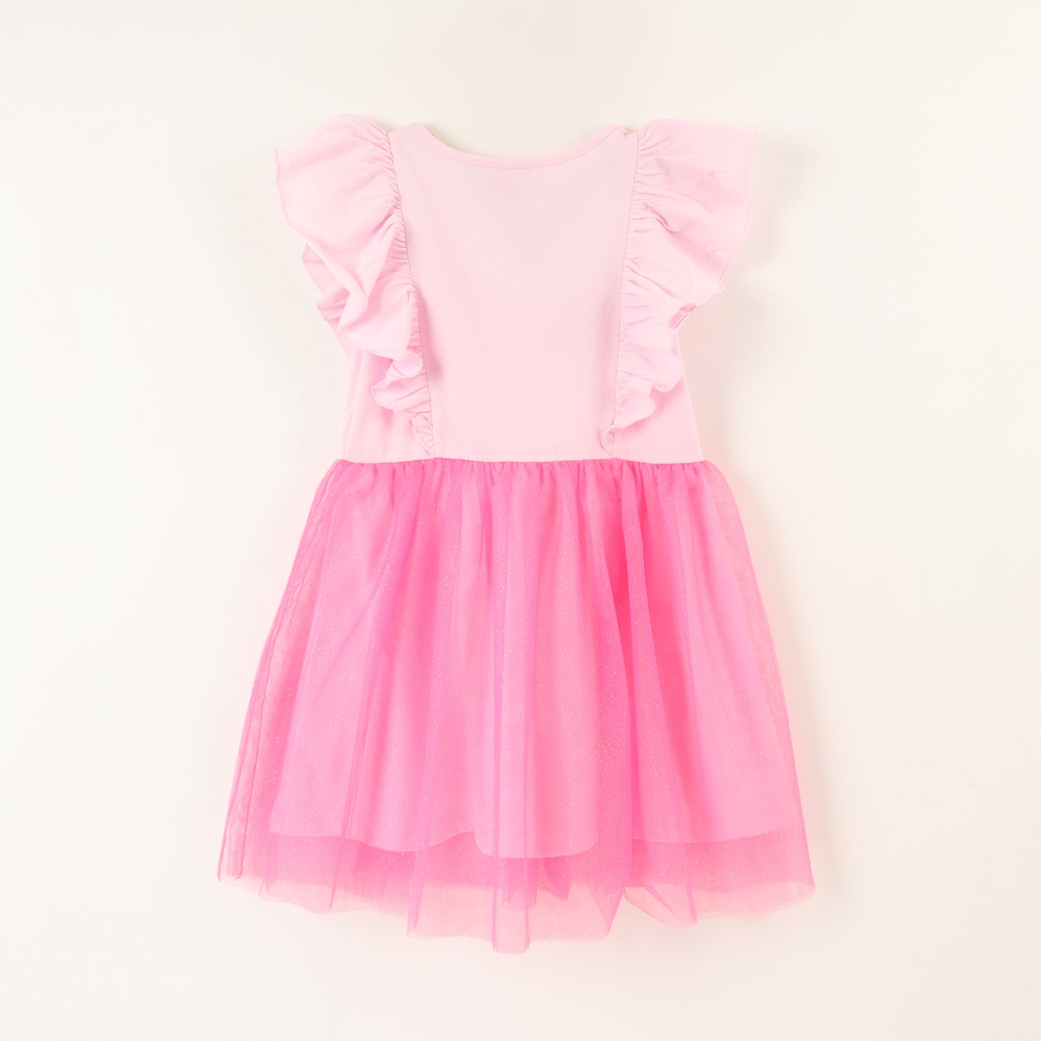 Vestido Niña Tull Vuelos Logo Rosado Barbie