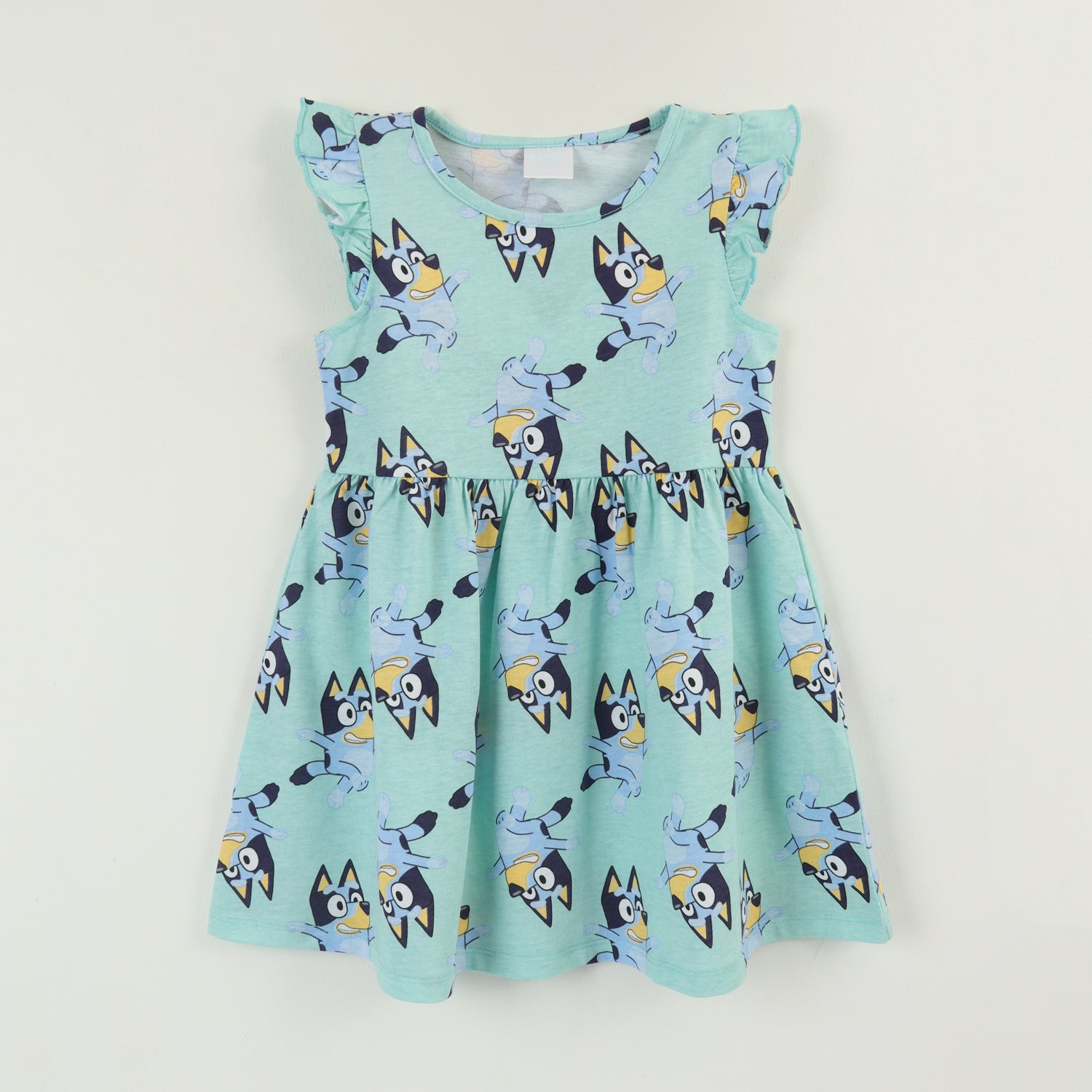 Vestido Sin Manga y Collet Niña Celeste Print Caras Bluey