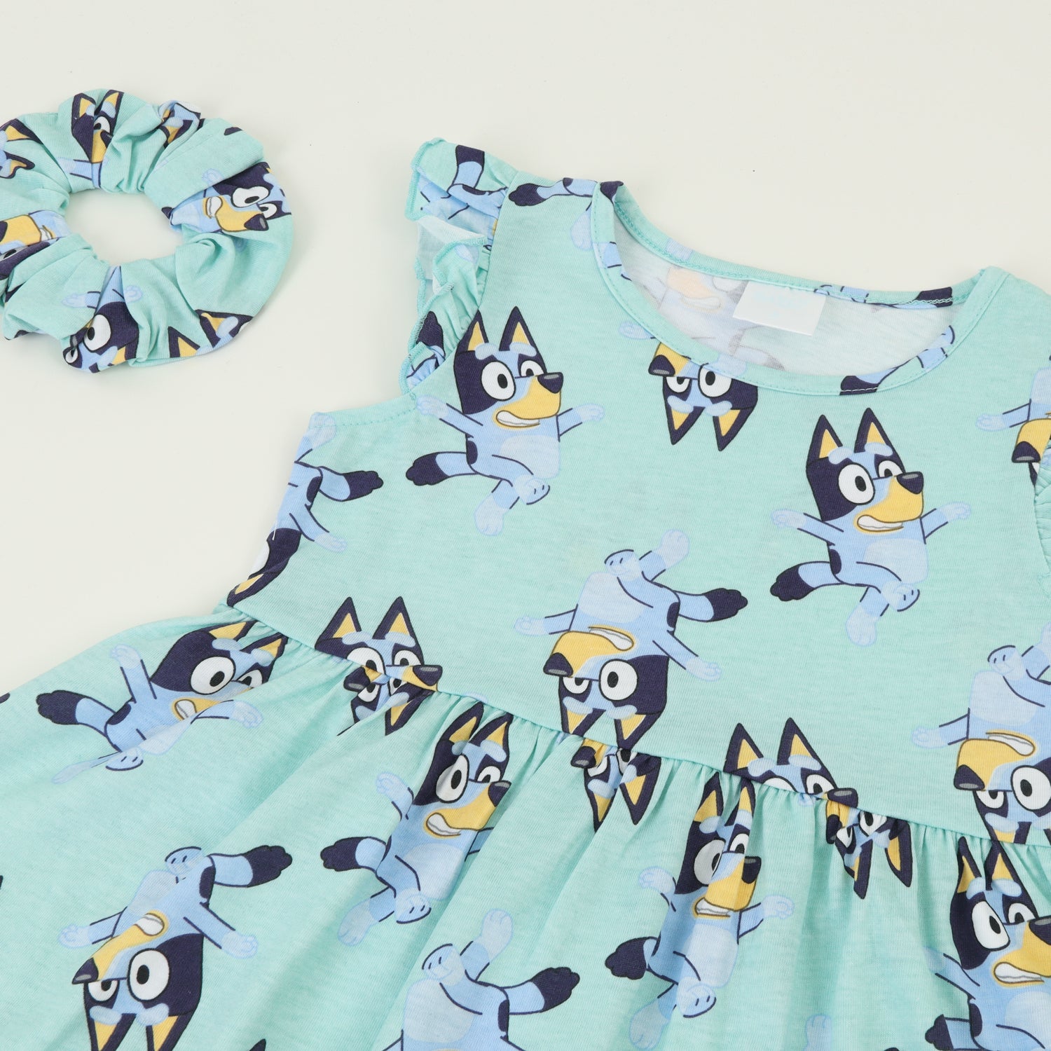 Vestido Sin Manga y Collet Niña Celeste Print Caras Bluey