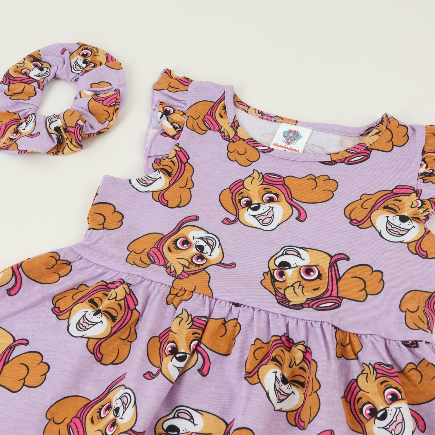 Vestido Sin Manga y Collet Niña Lila Print Skye Paw Patrol